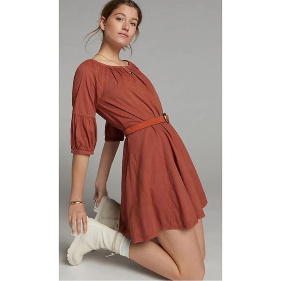 Daily Practice by Anthropologie Boho Mollie Mini Dress Cocoa‎ Powder Size Medium - Picture 2 of 10